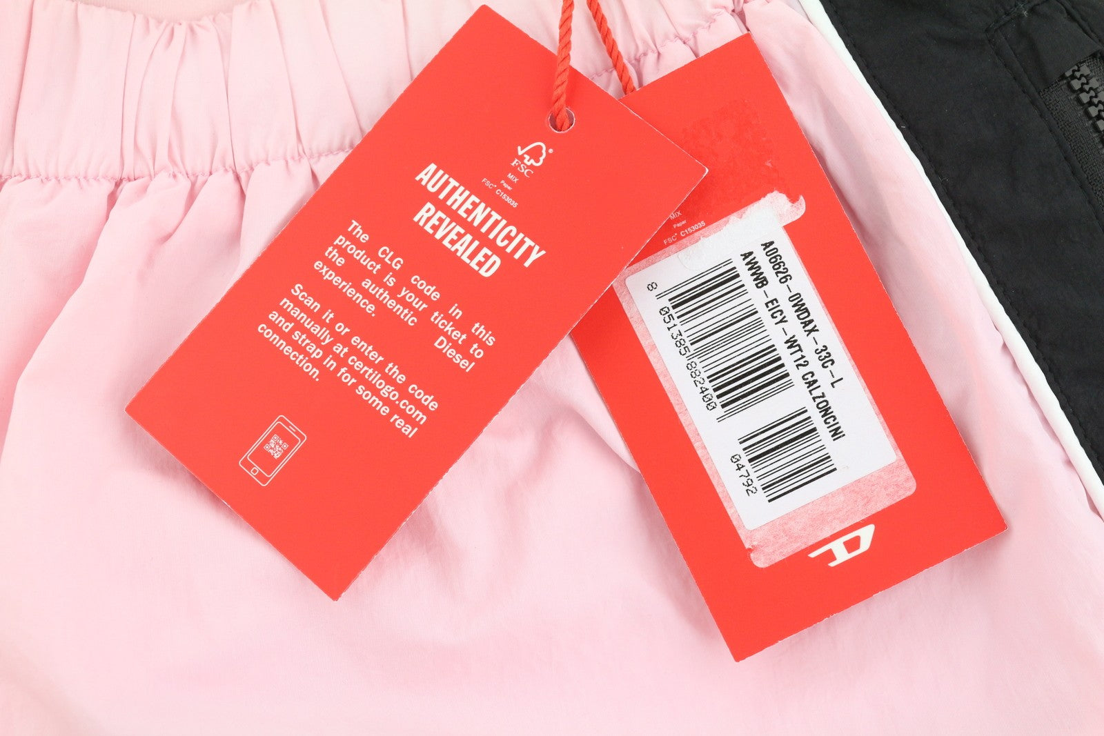 DIESEL Awwb-Eicy-Wt 12 Women Shorts L Pink Elastic Waist Lined Logo RRP€90 Black