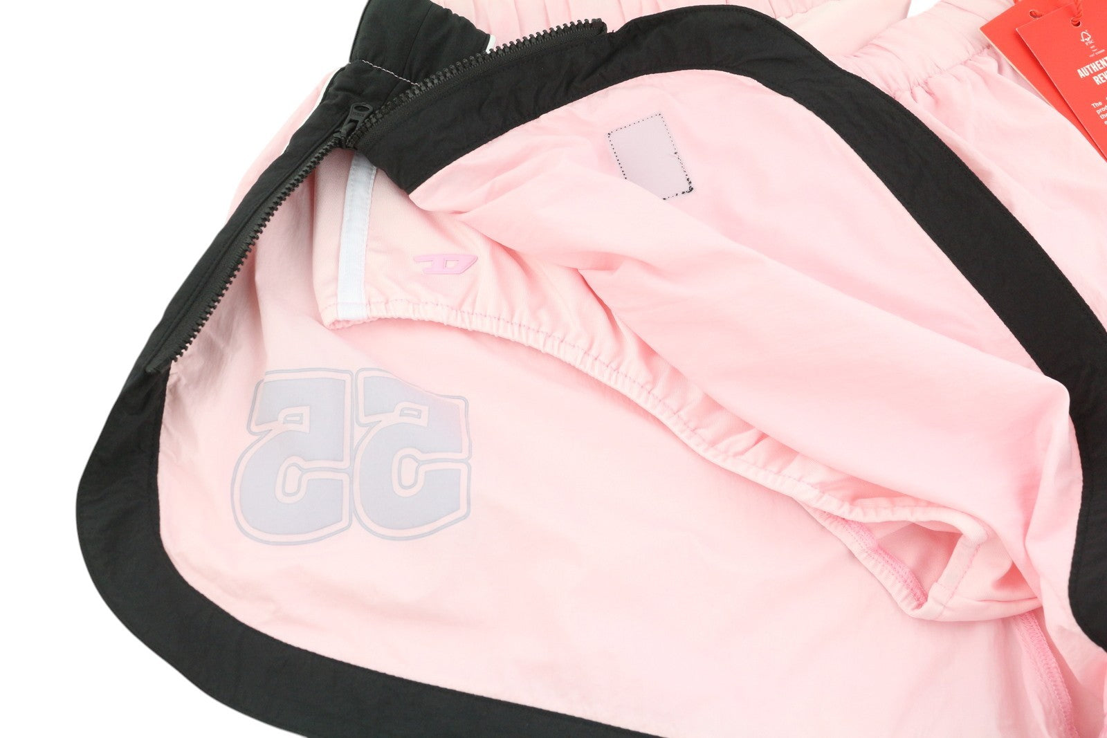 DIESEL Awwb-Eicy-Wt 12 Women Shorts L Pink Elastic Waist Lined Logo RRP€90 Black