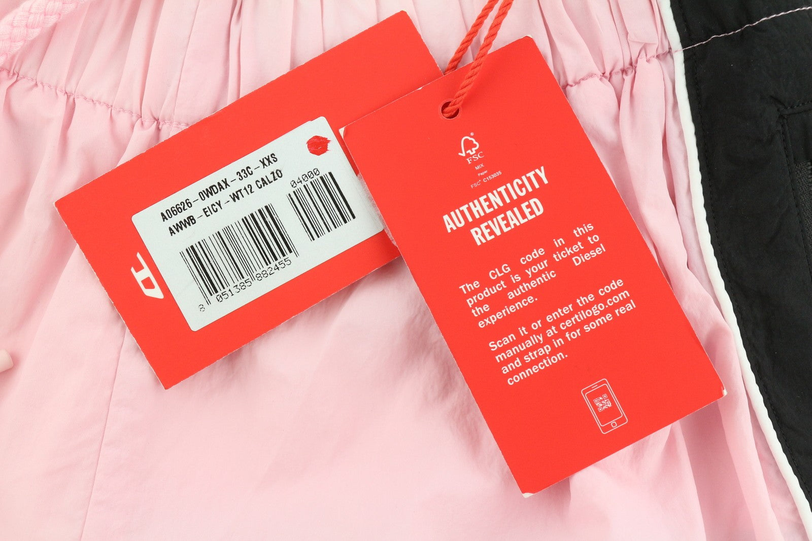 DIESEL Awwb-Eicy-Wt 12 Women Shorts 2XS Pink Elastic Waist Lined Logo RRP€90