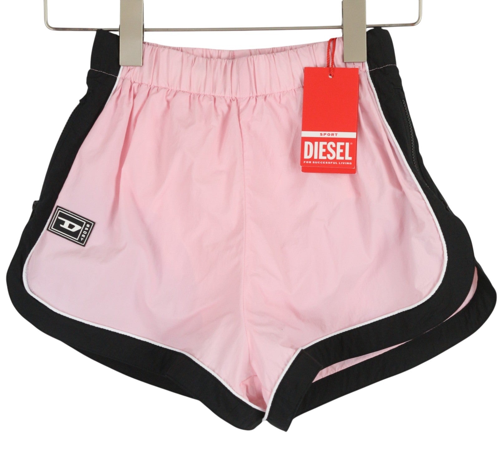 DIESEL Awwb-Eicy-Wt 12 Women Shorts 2XS Pink Elastic Waist Lined Logo RRP€90
