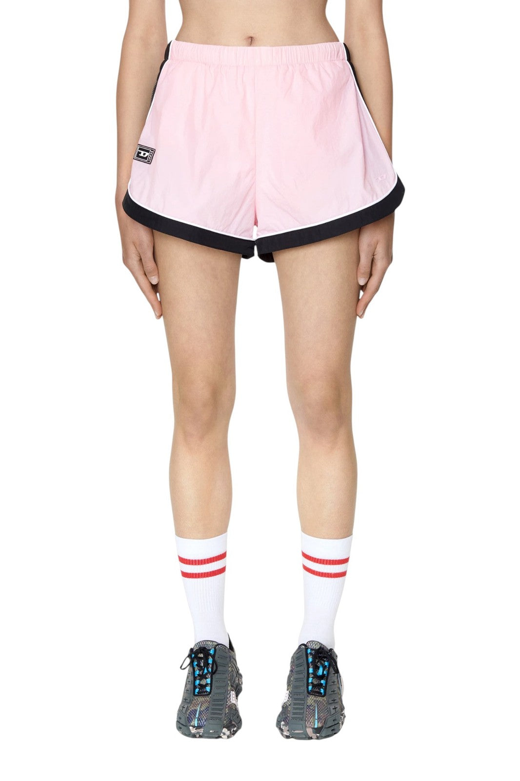 DIESEL Awwb-Eicy-Wt 12 Women Shorts 2XS Pink Elastic Waist Lined Logo RRP€90