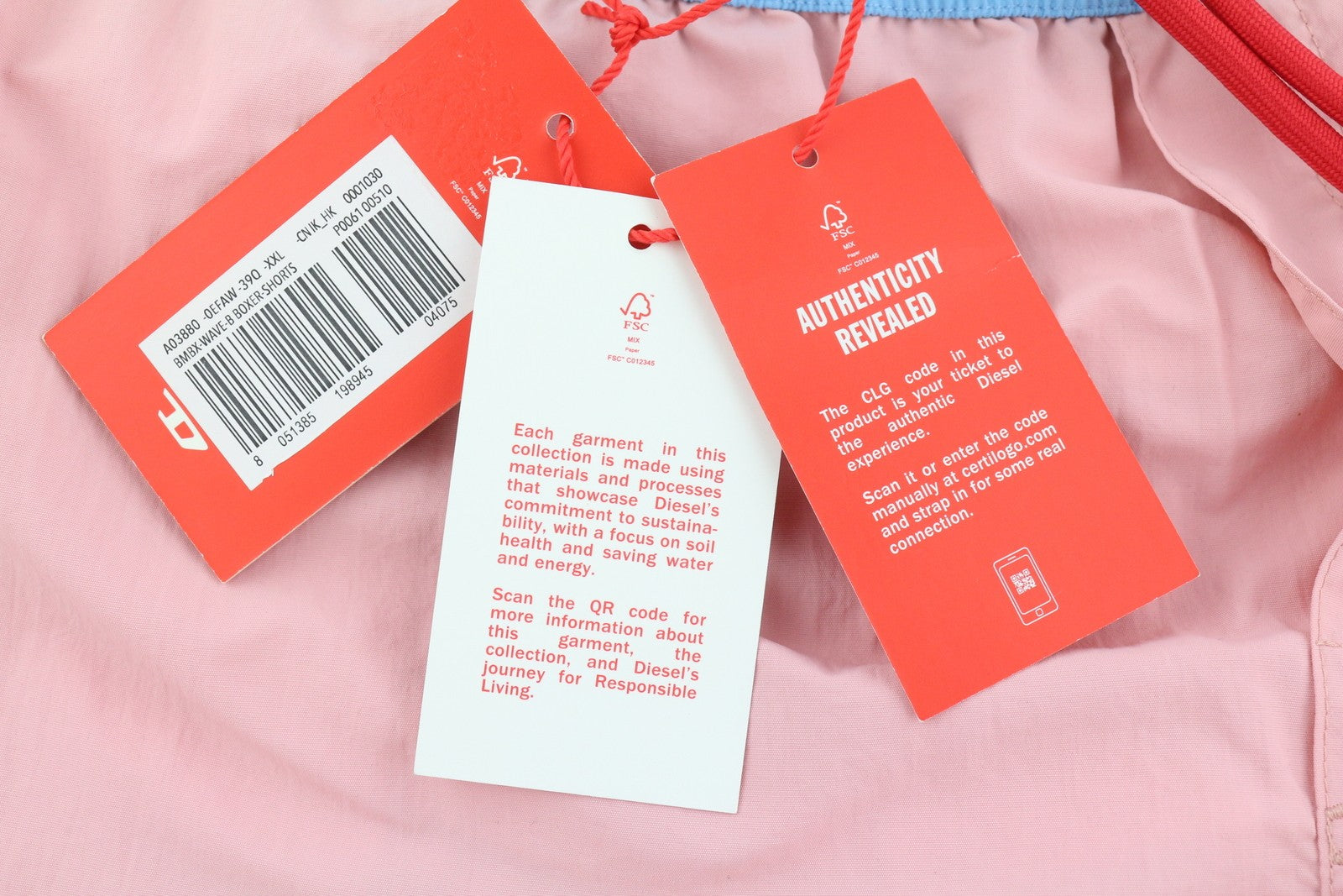 DIESEL Bmbx-Wave-B Men Swimwear 2XL Mesh Lined Drawstrings Waist Swimpool Beach