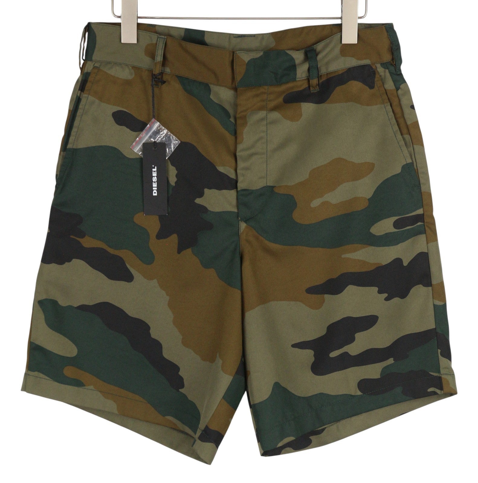 DIESEL P-Berti-C Men Shorts W31 Camouflage Zip Fly Multi Pockets Logo RRP€150