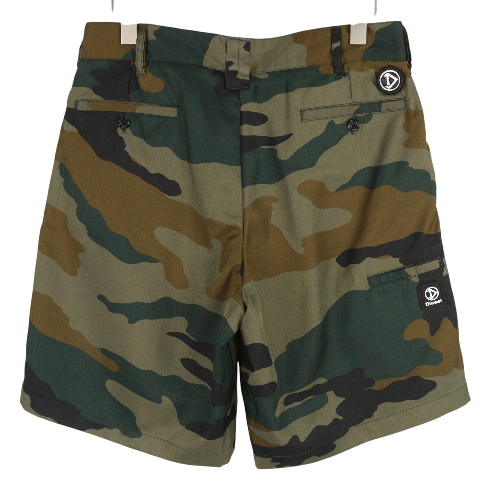 DIESEL P-Berti-C Men Shorts W31 Camouflage Zip Fly Multi Pockets Logo RRP€150
