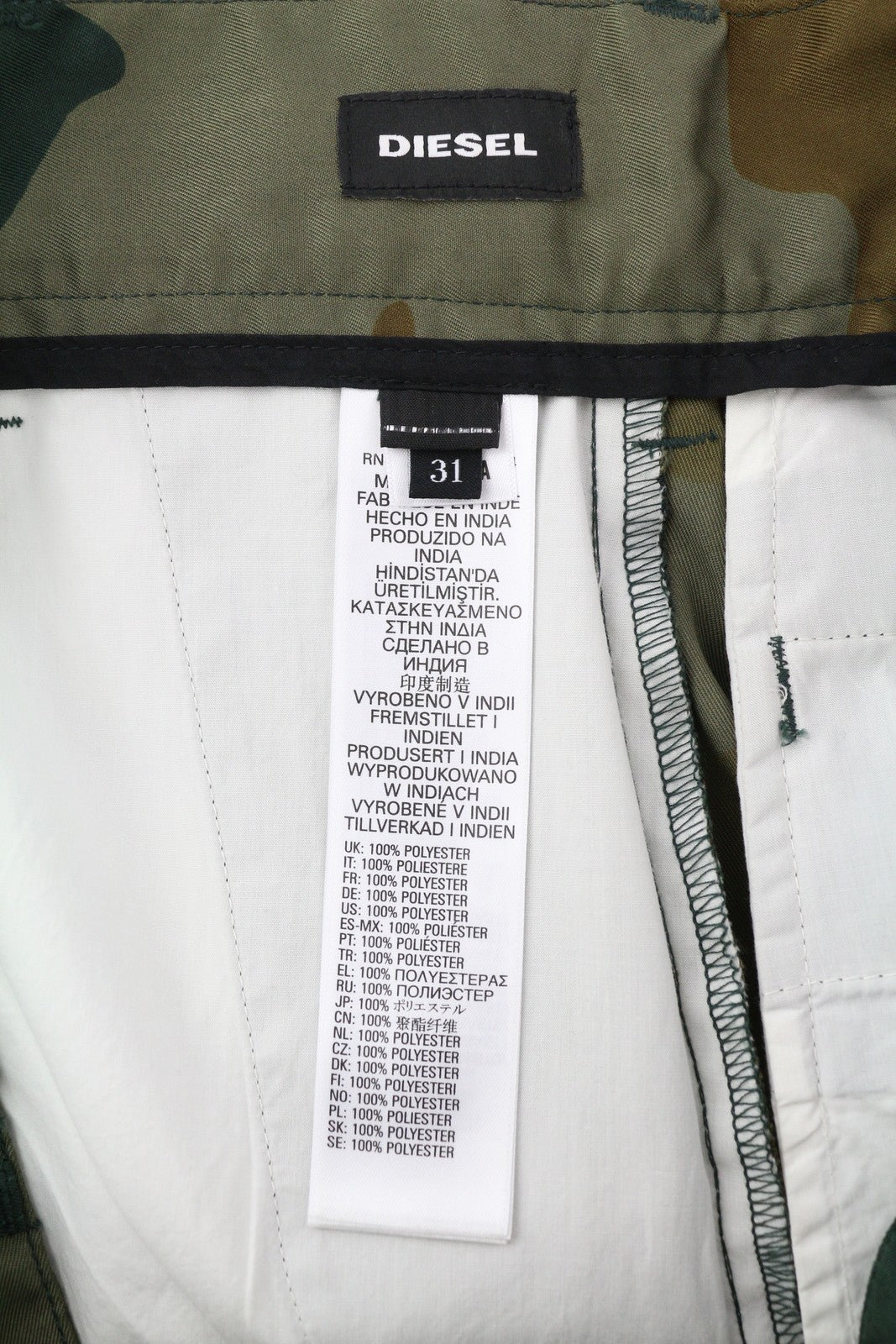 DIESEL P-Berti-C Men Shorts W31 Camouflage Zip Fly Multi Pockets Logo RRP€150