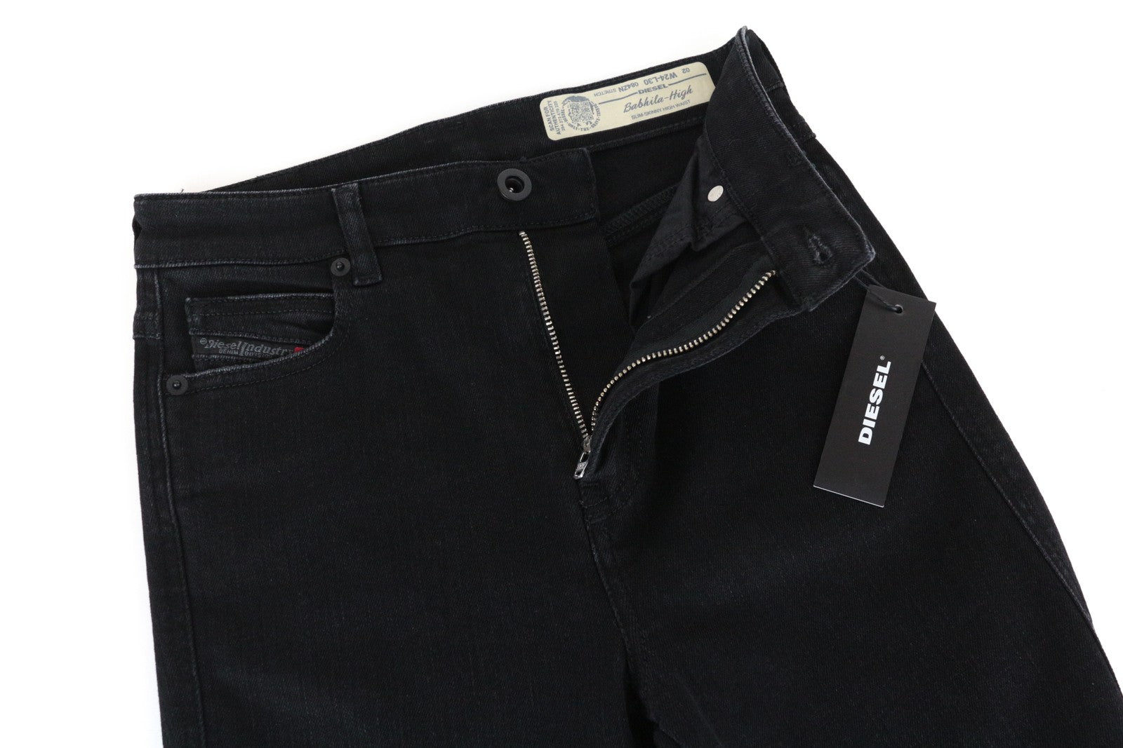 DIESEL Babhila-High 084ZN W24 L30 Women Stretch Black Cotton Slim Skinny Jeans