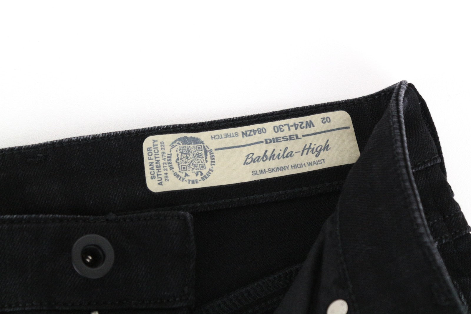 DIESEL Babhila-High 084ZN W24 L30 Women Stretch Black Cotton Slim Skinny Jeans