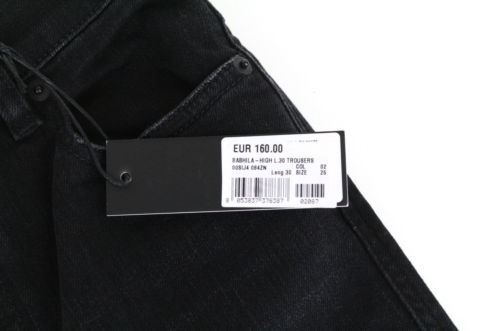 DIESEL Babhila-High 084ZN W26 L30 Women's Black Slim Ripped Skinny Stretch Jeans