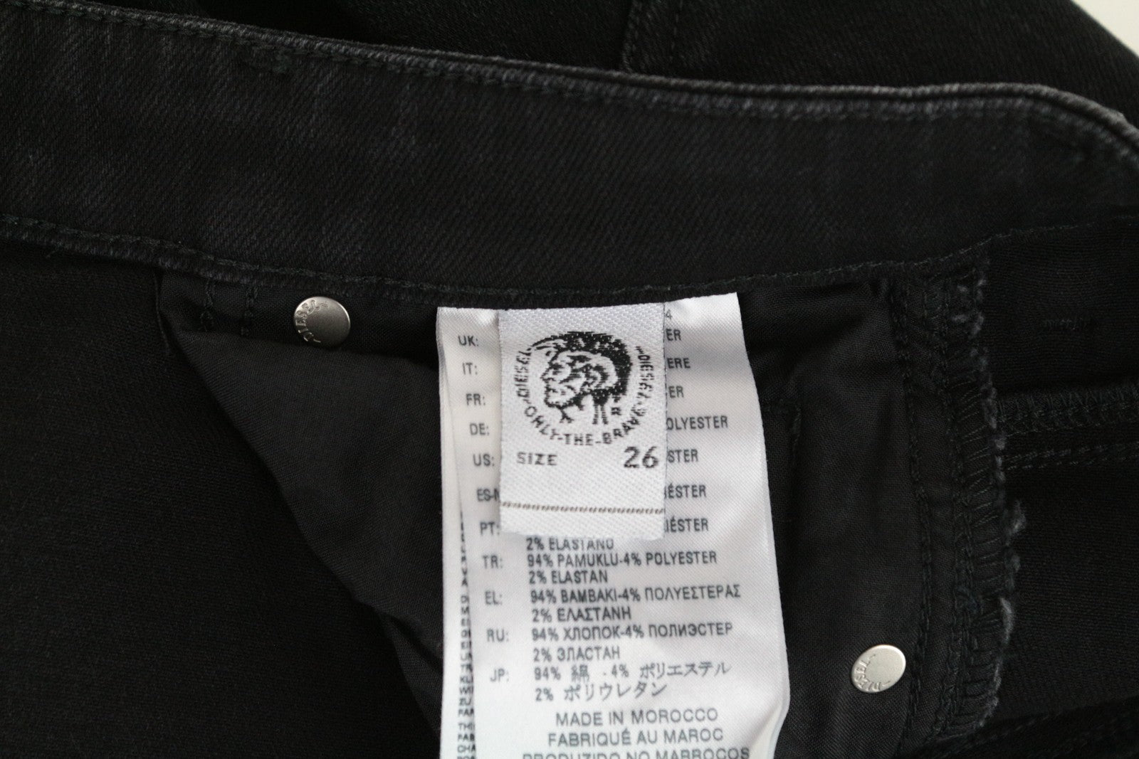 DIESEL Babhila-High 084ZN W26 L30 Women's Black Slim Ripped Skinny Stretch Jeans