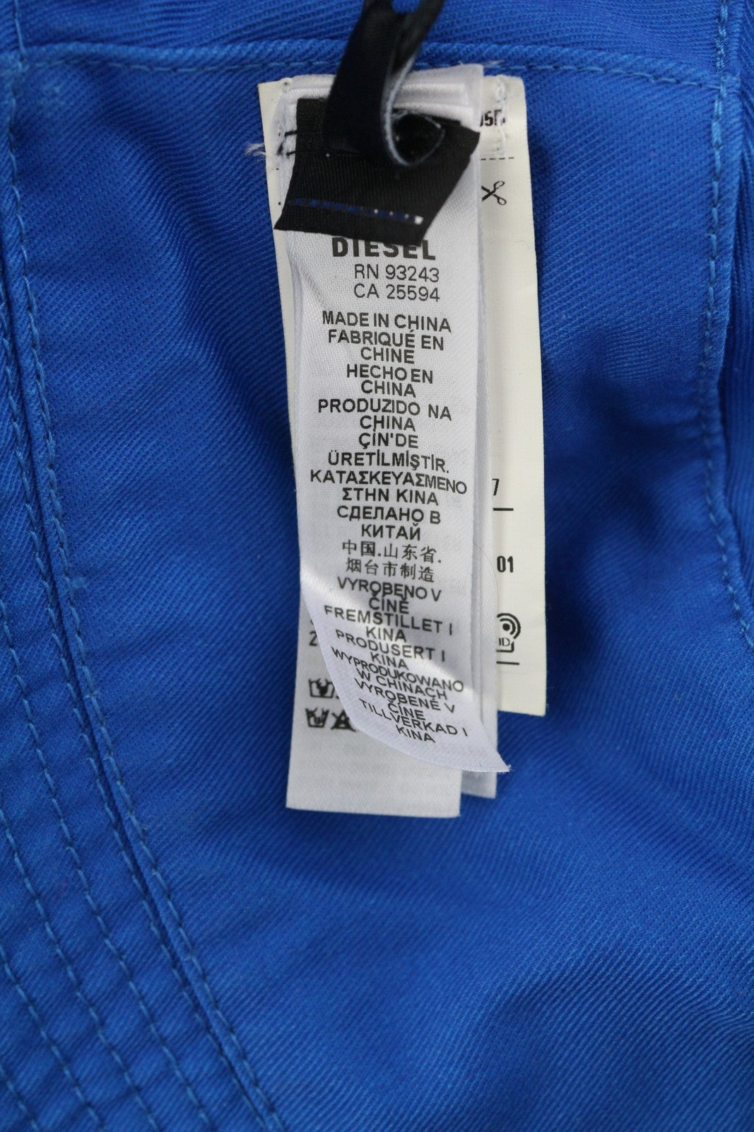 DIESEL D-Indig Men Hat OS Blue Bucket All Seasons Casual Patch RRP100