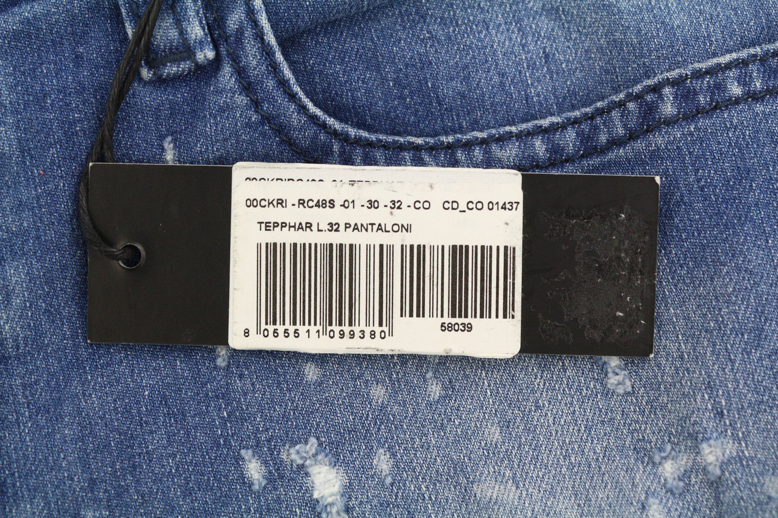 DIESEL Tepphar RC48S Men Jeans W30/L32 Slim Carrot Stretch Distress Washed Blue