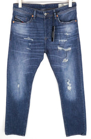 DIESEL Buster RCN01 W30 L30 Men's Blue Slim Tapered Fit Cotton Stretch Jeans