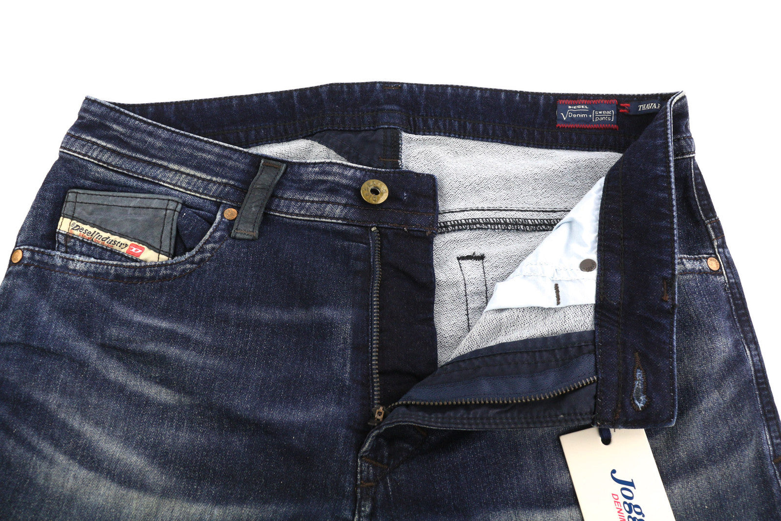 DIESEL Thavar-Ne 0607U Men Jeans W28 Jogg Sweat Ripped Distress Blue RRP200