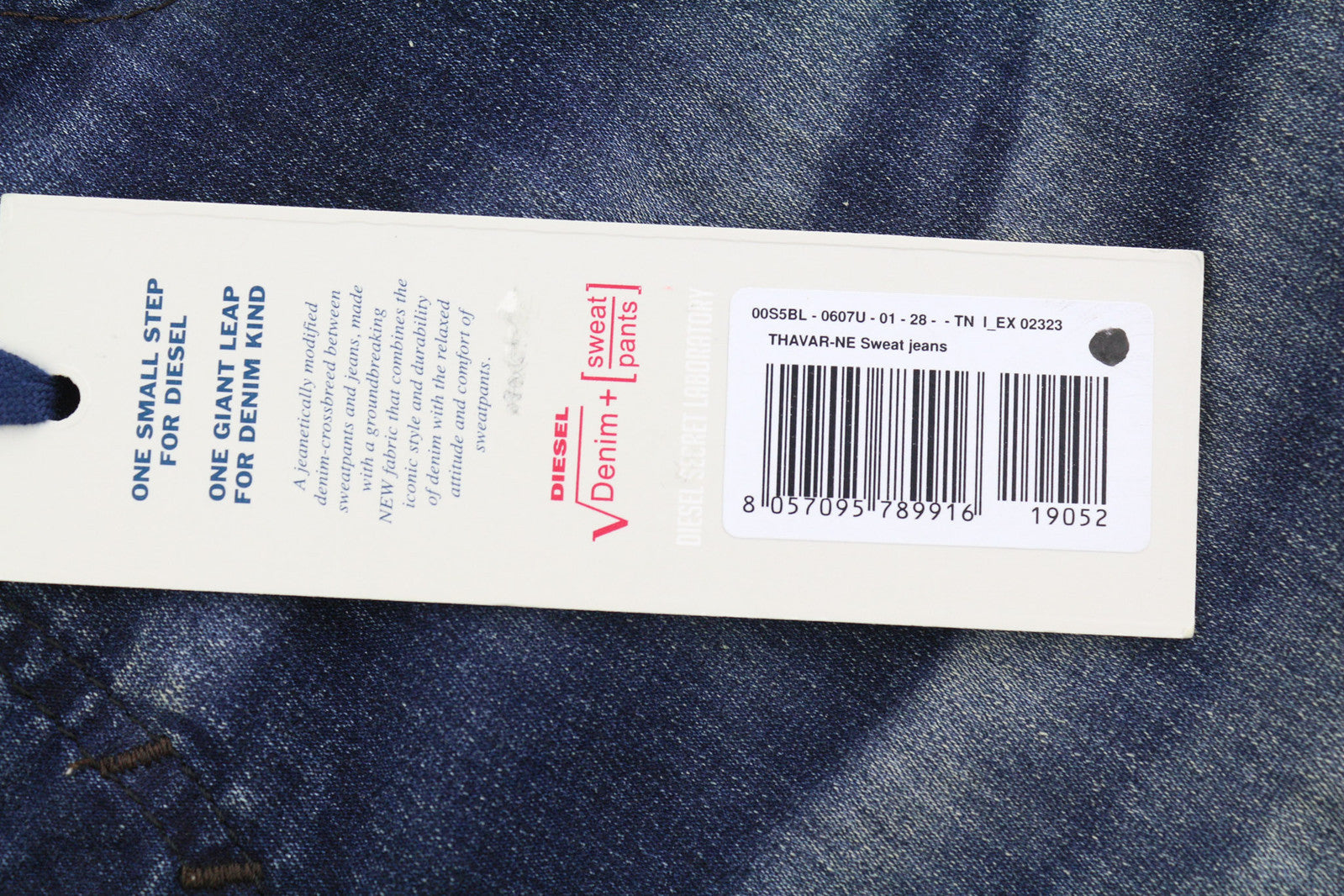 DIESEL Thavar-Ne 0607U Men Jeans W28 Jogg Sweat Ripped Distress Blue RRP200