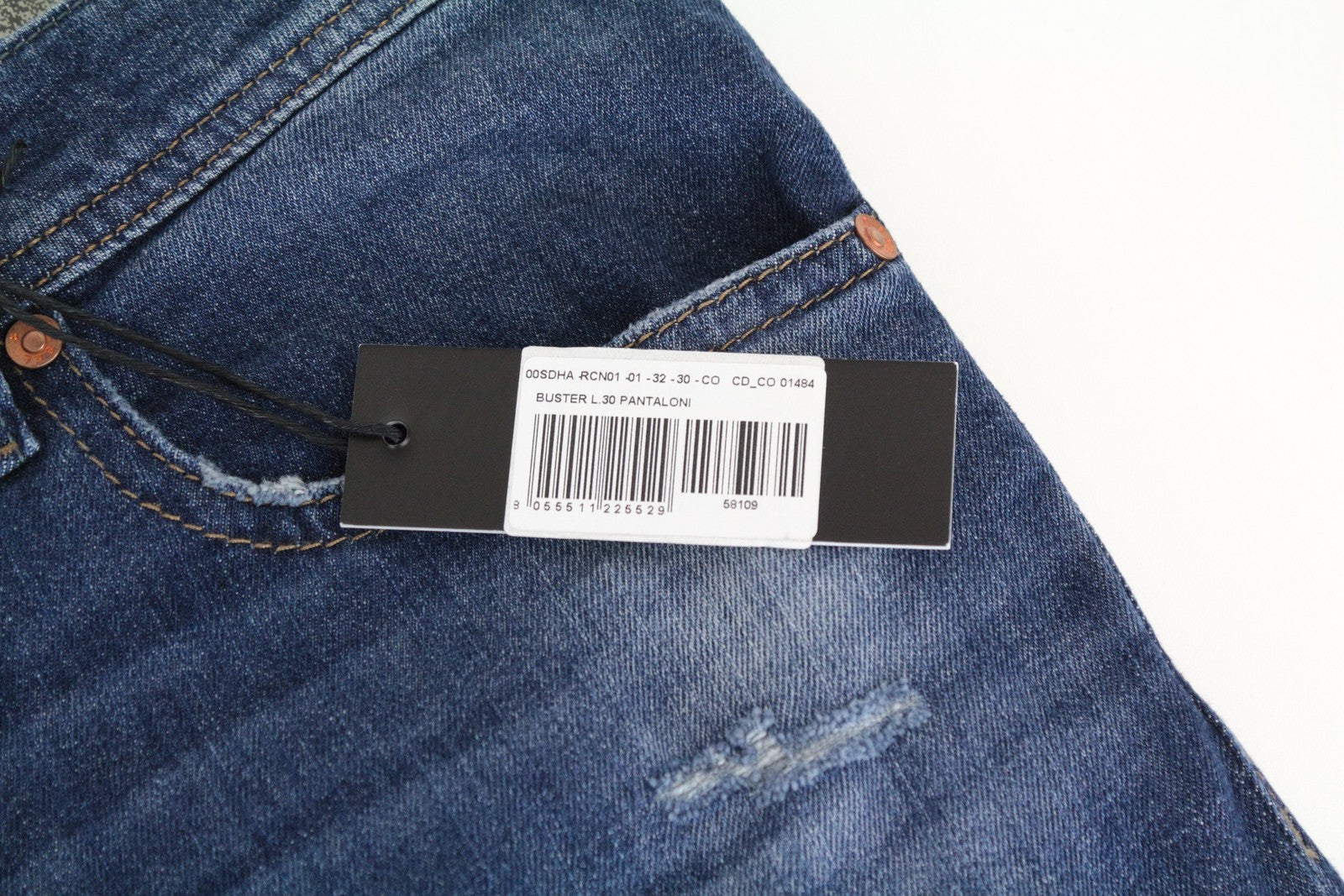 DIESEL Buster RCN01 W32 L30 Men's Ripped Cotton Blue Slim Tapered Fit Jeans