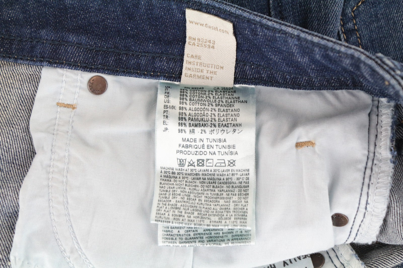 DIESEL Buster 084GR W28 L32 Men's Slim Taper Fit Blue Stretch Cotton Jeans