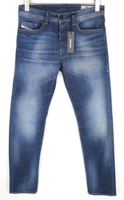DIESEL Buster 084GR W28 L32 Men's Washed Blue Slim Tapered Cotton Fit Jeans