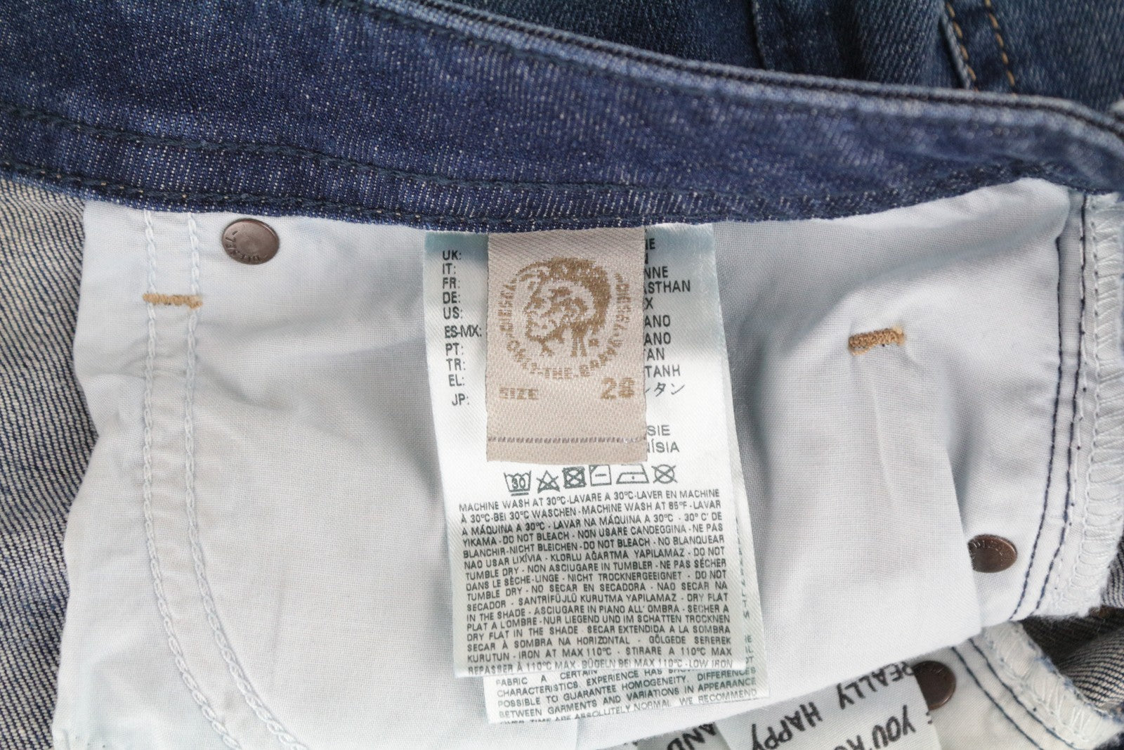 DIESEL Buster 084GR W28 L32 Men's Washed Blue Slim Tapered Cotton Fit Jeans