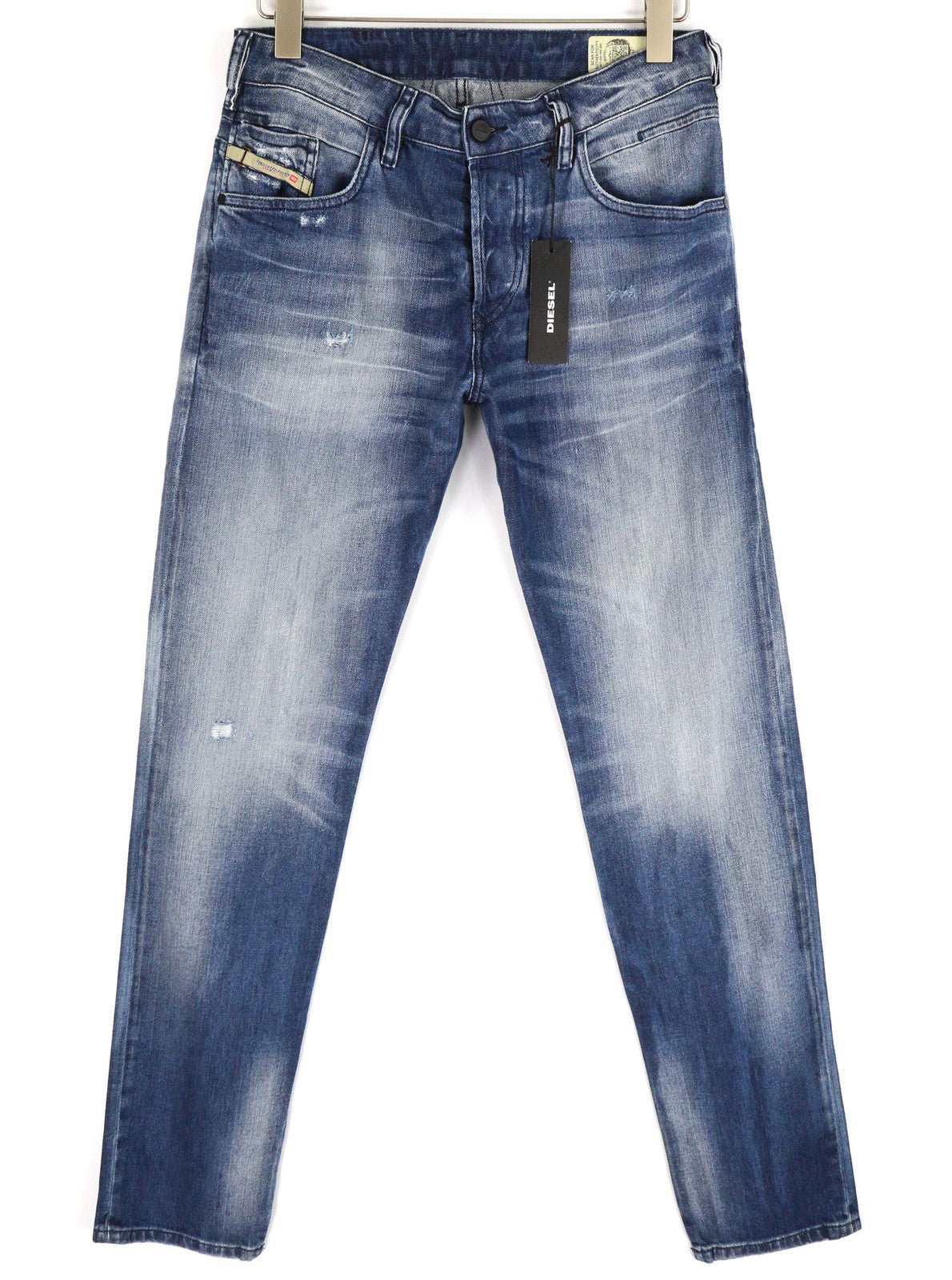 DIESEL D-Bazer 084DD Men Jeans W29/L34 Tapered Stretch Ripped Washed Denim Logo