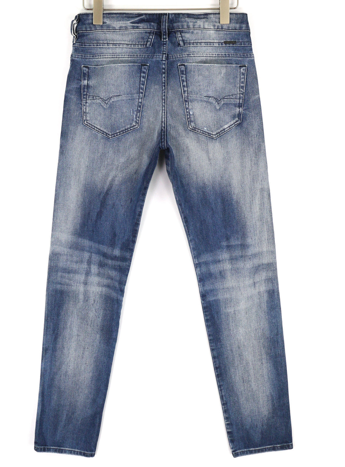 DIESEL D-Bazer 084DD Men Jeans W29/L34 Tapered Stretch Ripped Washed Denim Blue