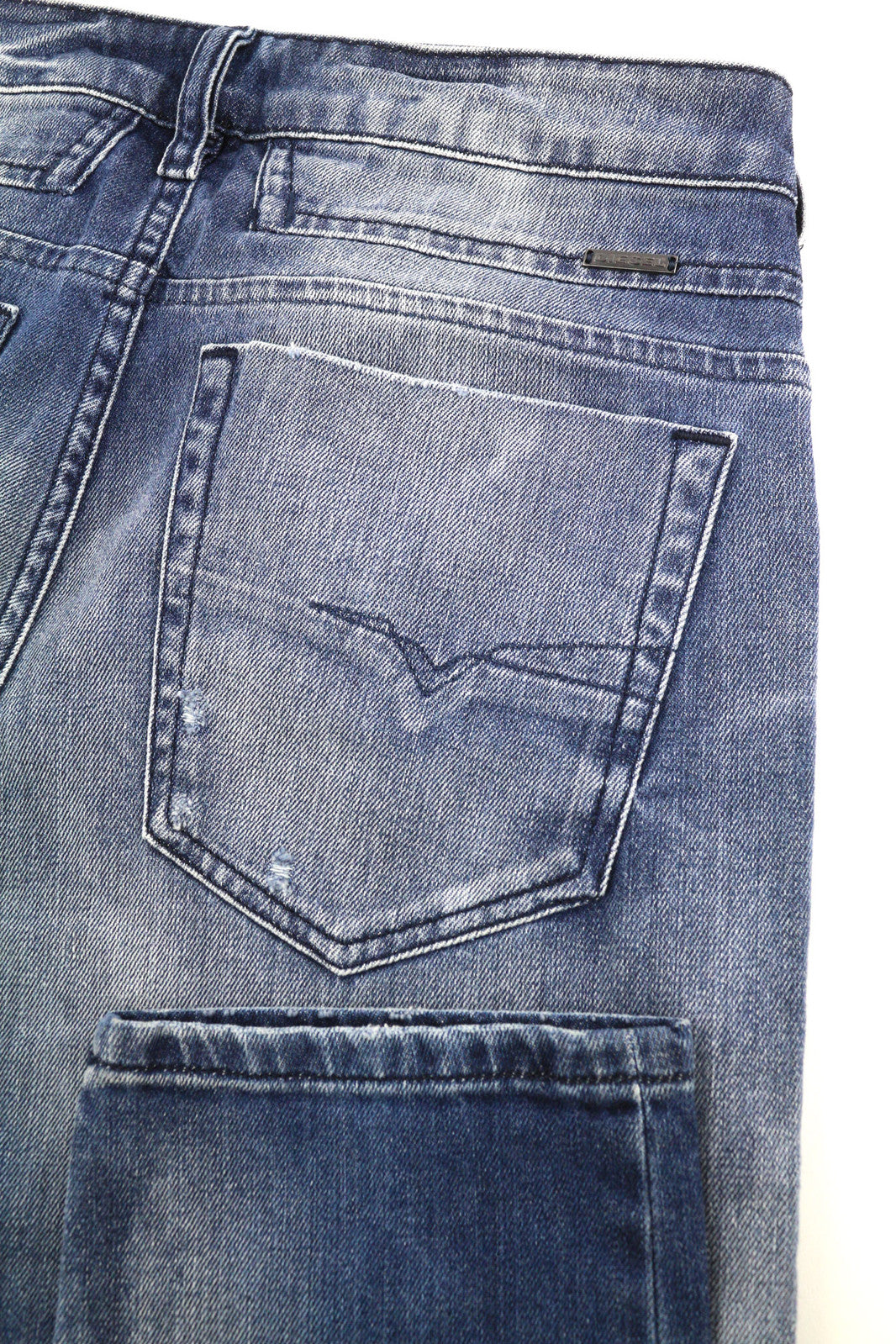 DIESEL D-Bazer 084DD Men Jeans W29/L34 Tapered Stretch Ripped Washed Denim Blue