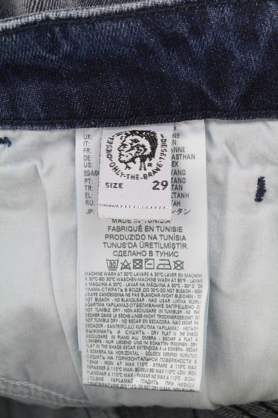 DIESEL D-Bazer 084DD Men Jeans W29/L34 Tapered Stretch Ripped Washed Denim Blue