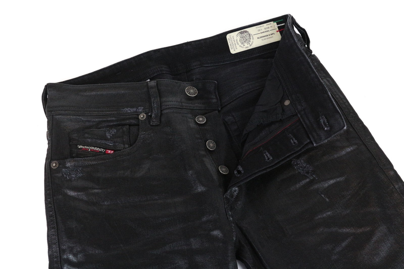 DIESEL Sleenker-X-SP1 0091F W28 L30 Men's Skinny Blue Coated Jeans RRP€300