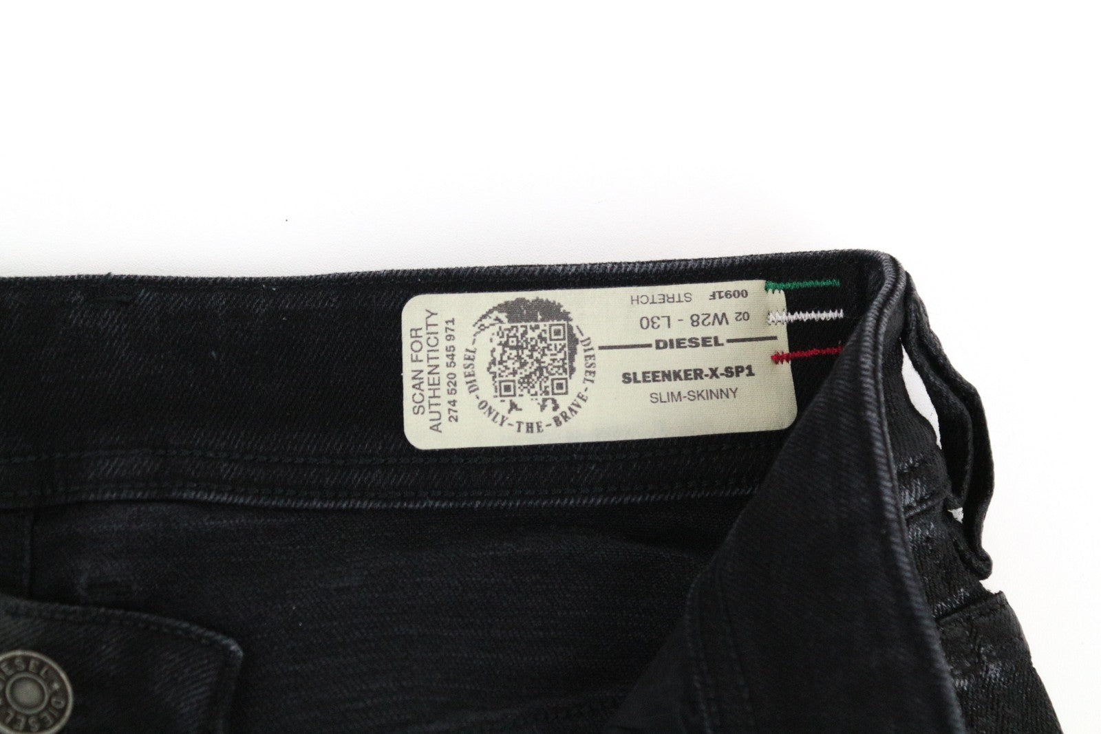 DIESEL Sleenker-X-SP1 0091F W28 L30 Men's Skinny Blue Coated Jeans RRP€300