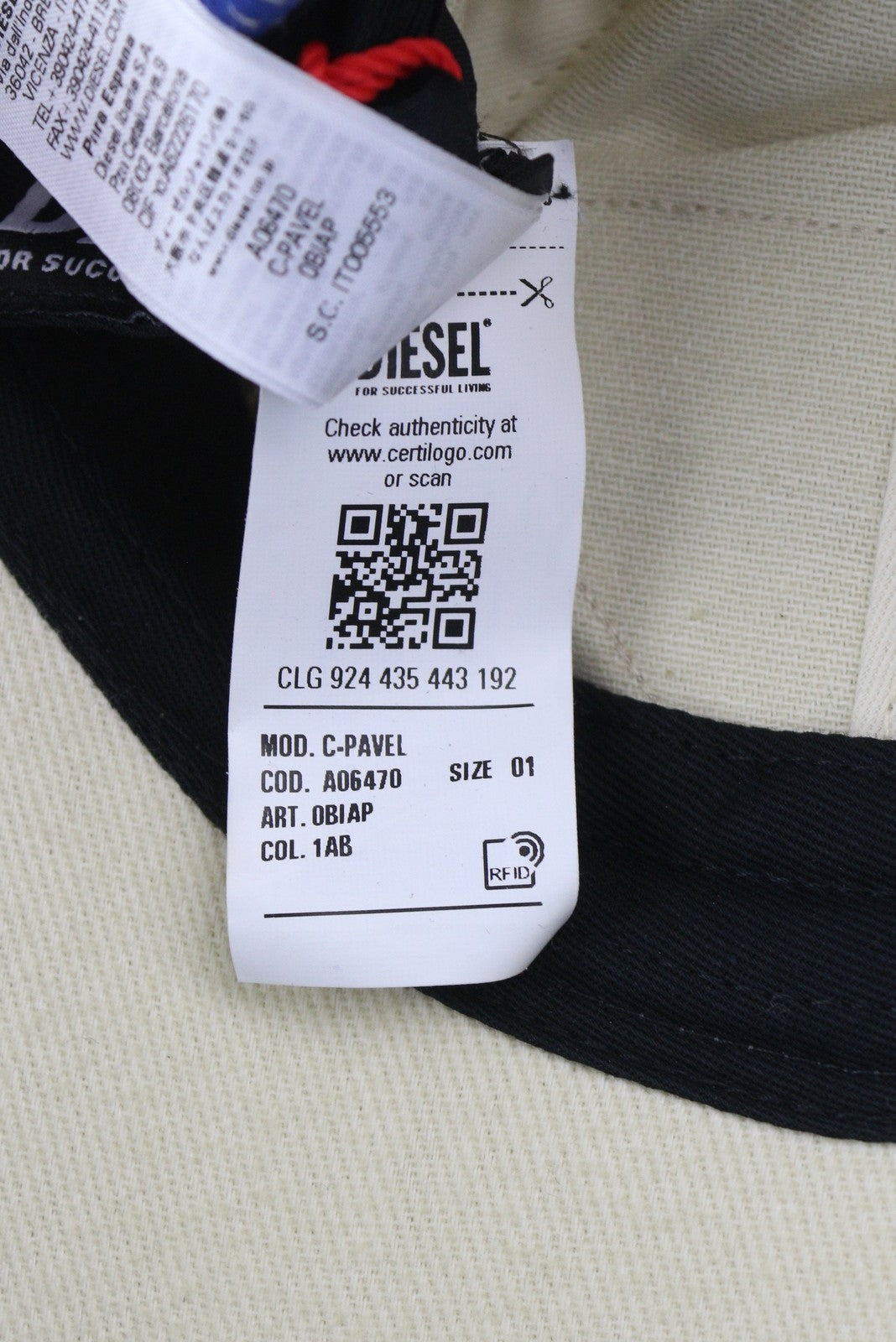 DIESEL C-Pavel Men Cap OS White Baseball Power Station Patches Casual Unisex