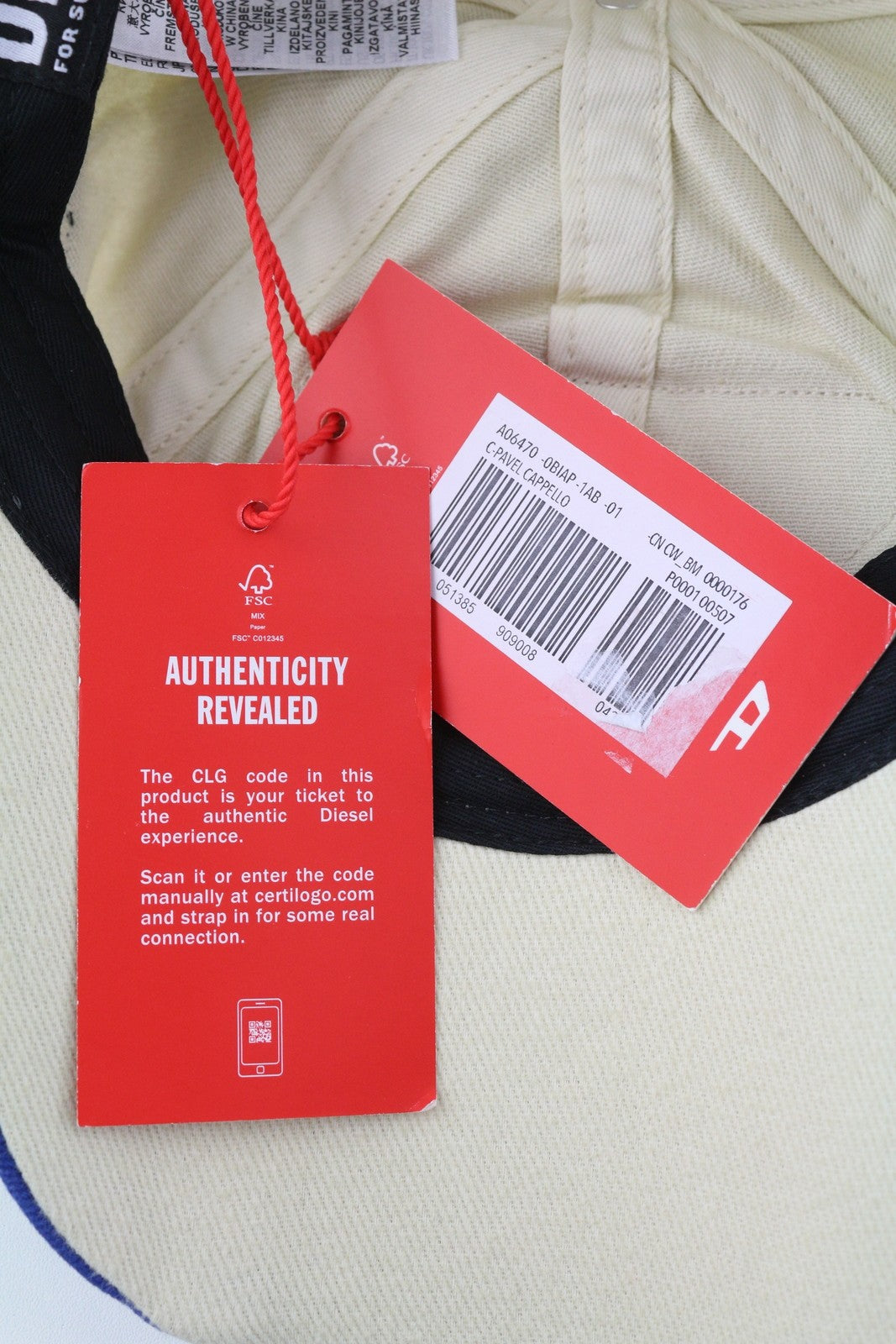 DIESEL C-Pavel Men Cap OS White Baseball Power Station Patches Casual Unisex