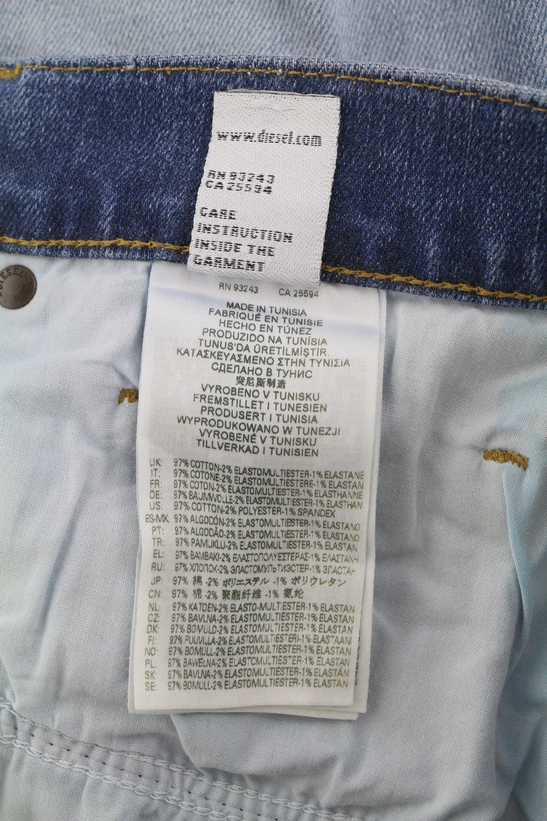 DIESEL D-Mihtry 009NF Men Jeans W32/L30 Straight Stretch Buttoned Washed Denim