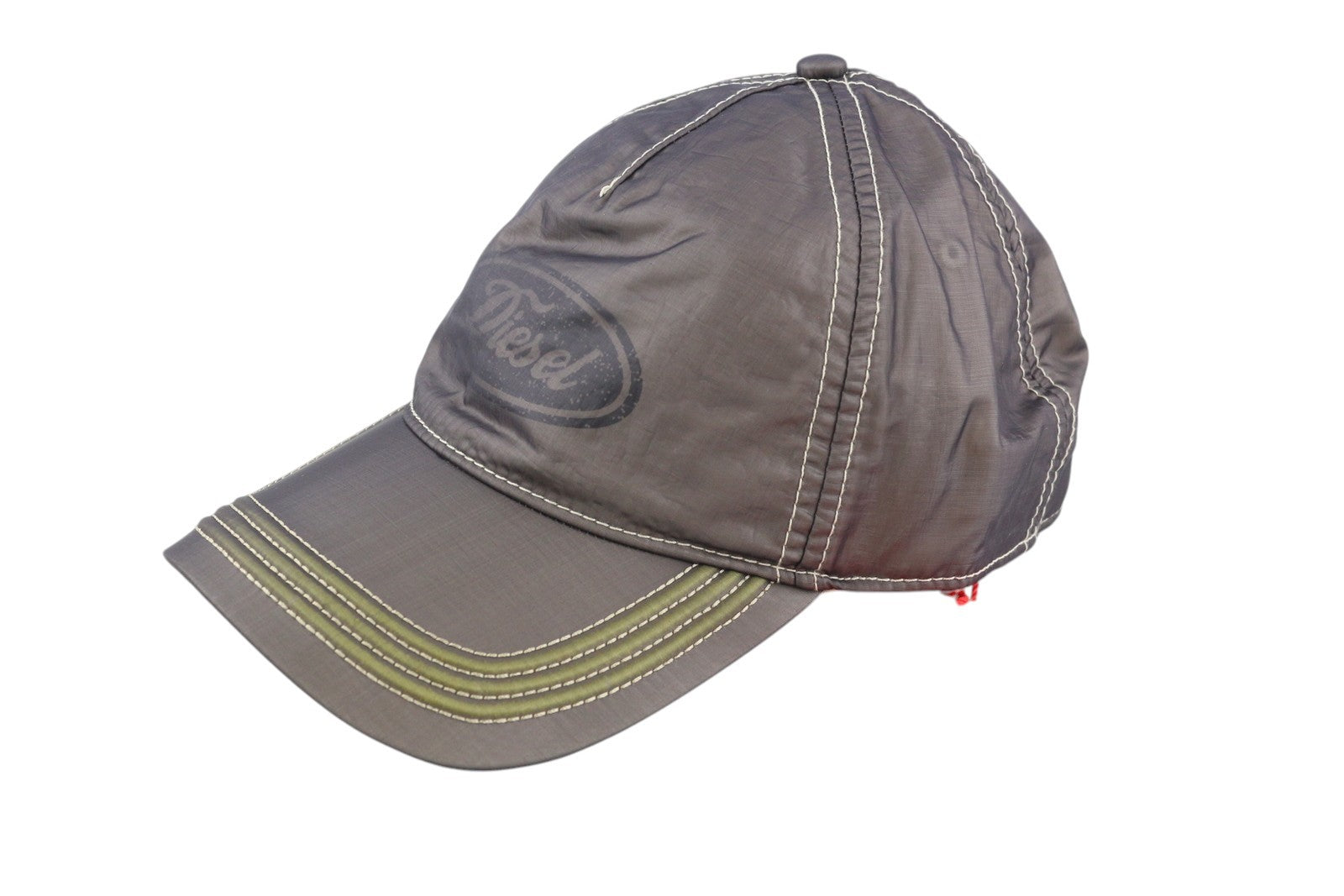 DIESEL C-Rick Men Cap OS Mid Grey Baseball Nylon Front Logo Lined Casual Unisex