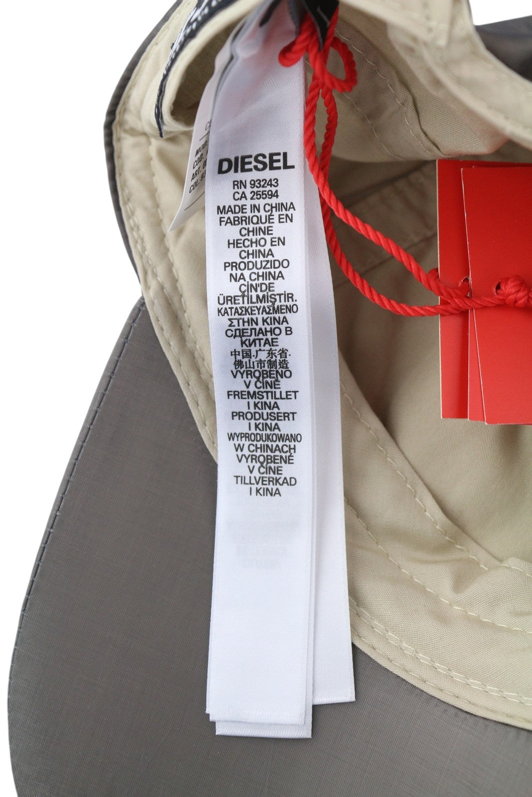 DIESEL C-Rick Men Cap OS Mid Grey Baseball Nylon Front Logo Lined Casual Unisex