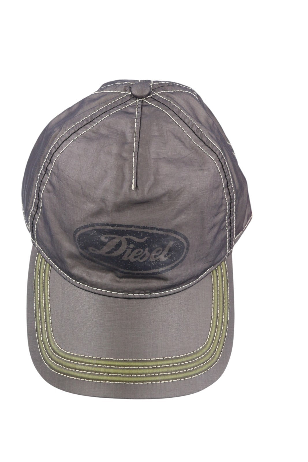DIESEL C-Rick Men Cap OS Mid Grey Baseball Nylon Front Logo Lined Casual Unisex