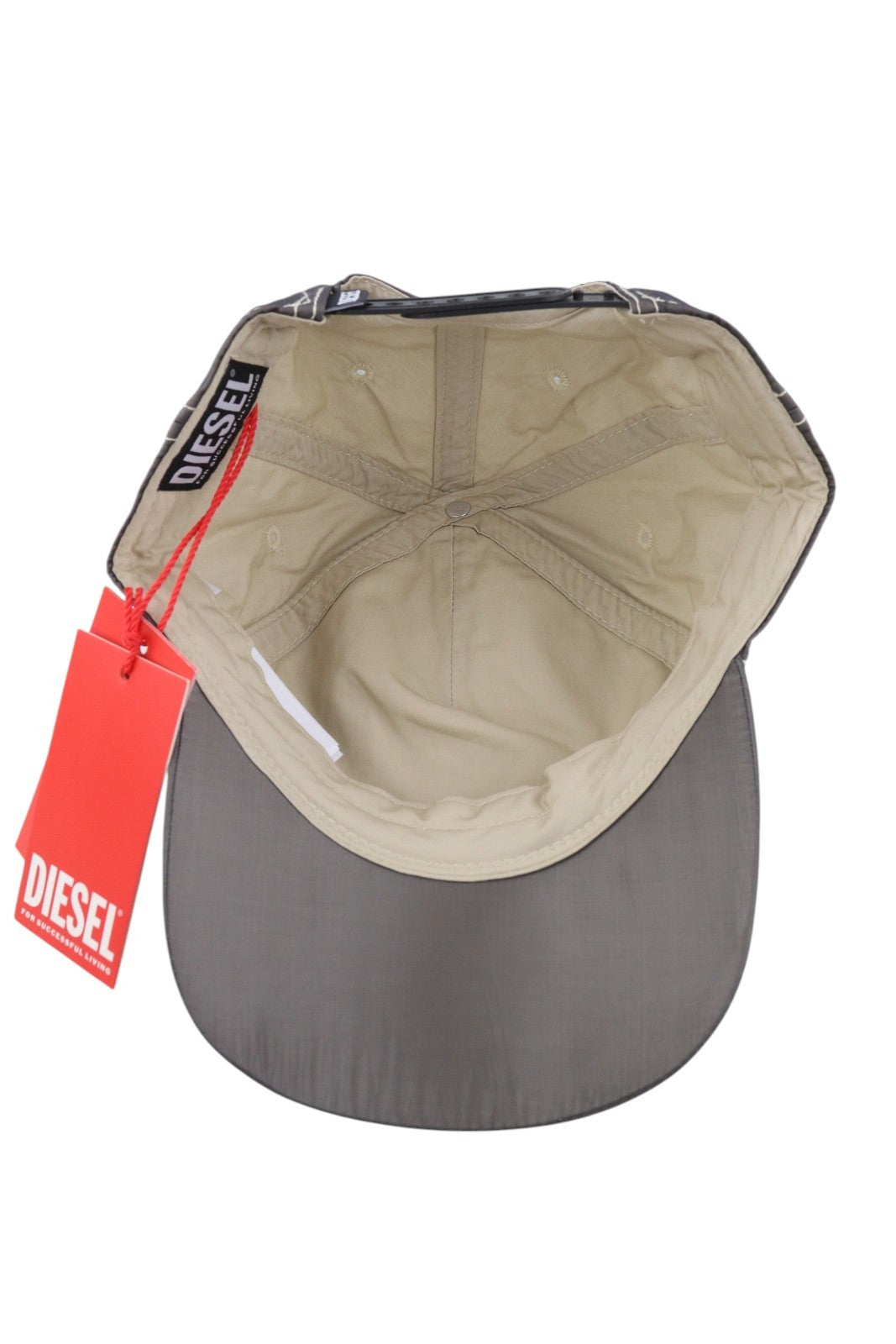 DIESEL C-Rick Men Cap OS Mid Grey Baseball Nylon Front Logo Lined Casual Unisex