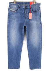 DIESEL 2020 D-Viker REHAJ Men Jeans W36/L34 Regular Mid Waist Straight Leg Blue