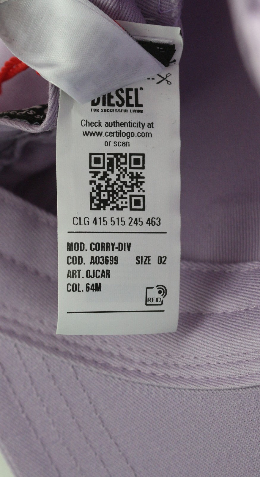 DIESEL Corry-Div Men Cap OS Purple Baseball Embroidered Front Casual Unisex