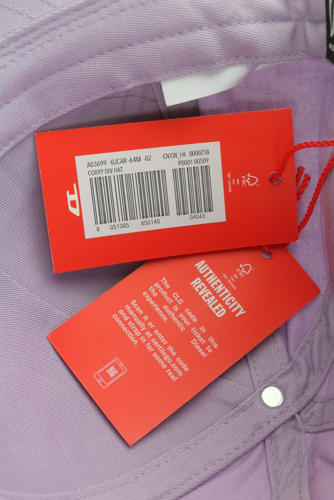 DIESEL Corry-Div Men Cap OS Purple Baseball Embroidered Front Casual Unisex