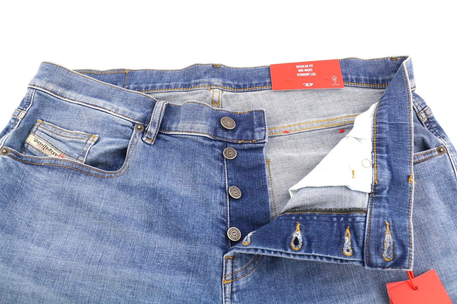 DIESEL 2020 D-Viker REHAJ Men Jeans W36/L30 Regular Fit Mid Waist Straight Leg