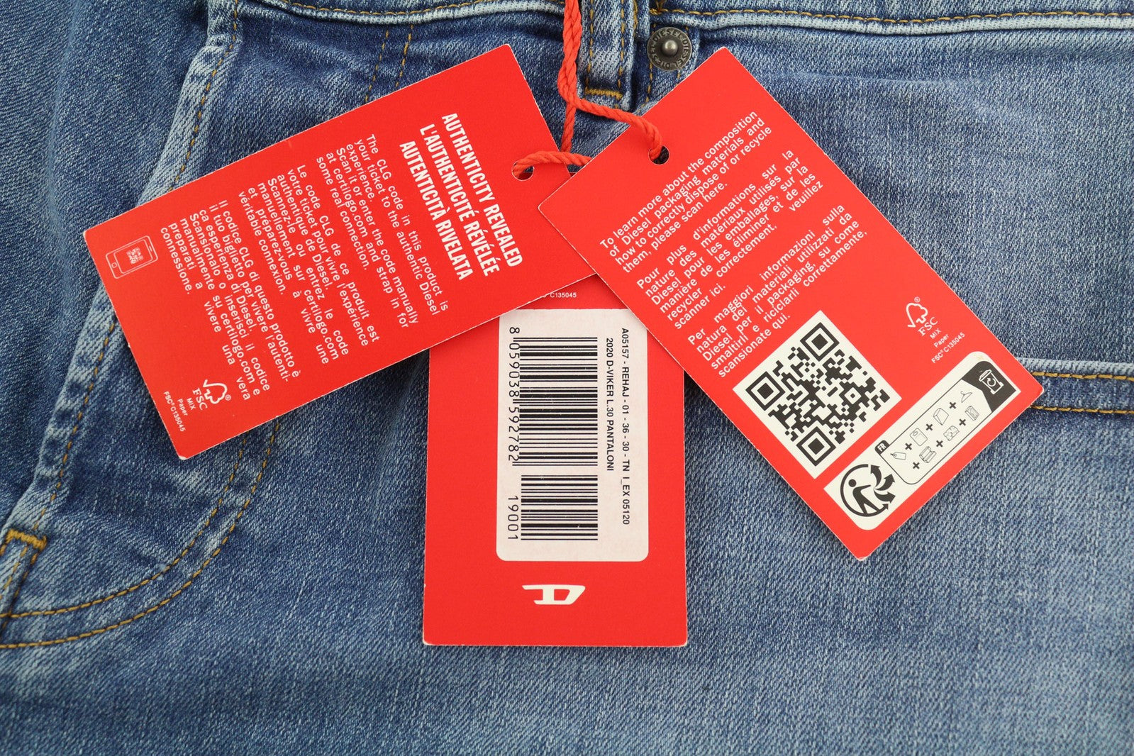 DIESEL 2020 D-Viker REHAJ Men Jeans W36/L30 Regular Fit Mid Waist Straight Leg