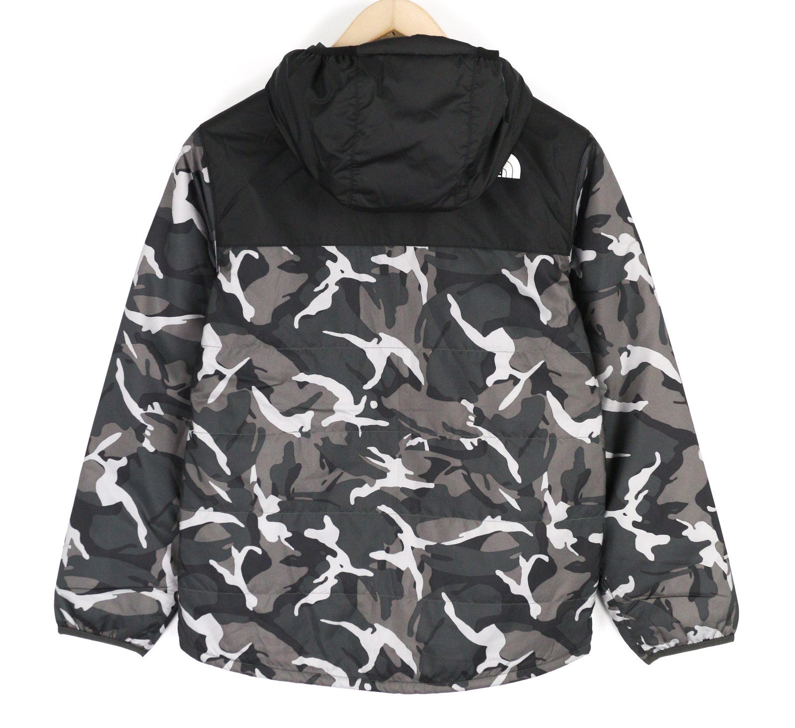 THE NORTH FACE Printed Reactor Insulated Boy Jacket L Hooded Camouflage Logo