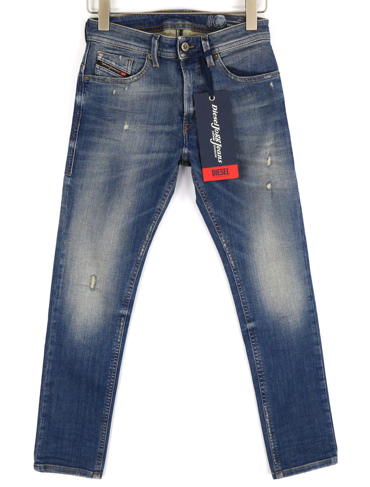 DIESEL Thommer-T 0870M Men Jeans W27 Jogg Stretch Ripped Distress Washed Blue