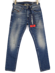 DIESEL Thommer-T 0870M Men Jeans W27 Jogg Stretch Ripped Distress Washed Blue