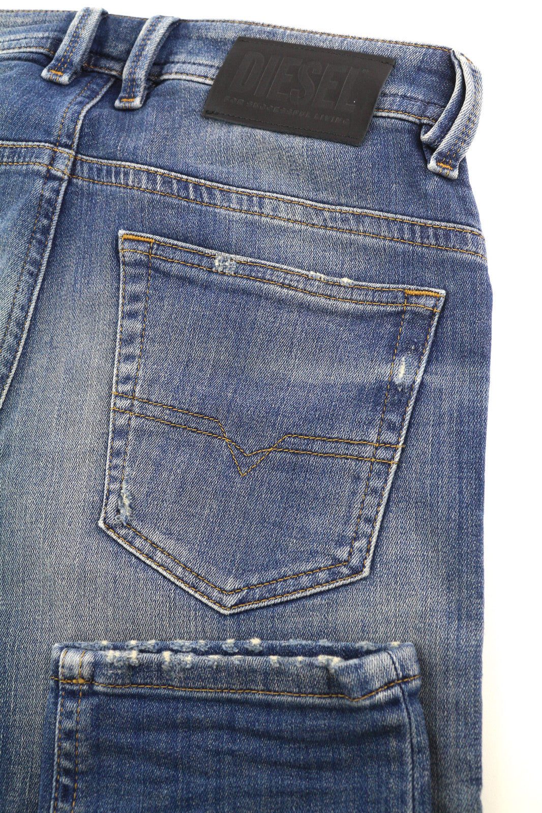 DIESEL Thommer-T 0870M Men Jeans W27 Jogg Stretch Ripped Distress Washed Blue