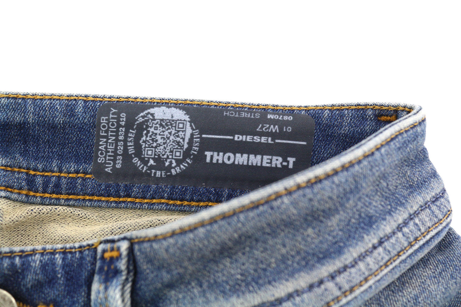 DIESEL Thommer-T 0870M Men Jeans W27 Jogg Stretch Ripped Distress Washed Blue