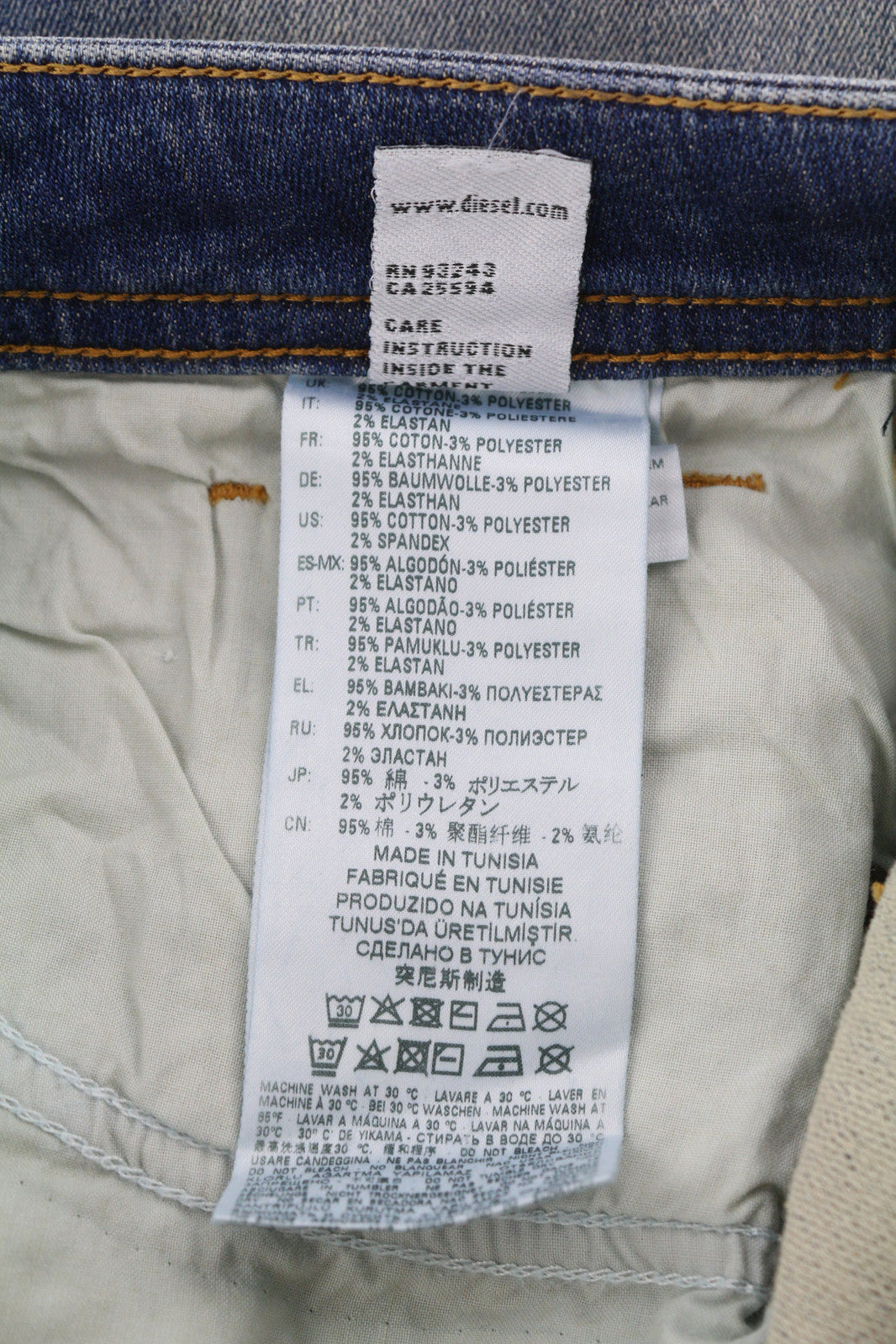 DIESEL Thommer-T 0870M Men Jeans W27 Jogg Stretch Ripped Distress Washed Blue