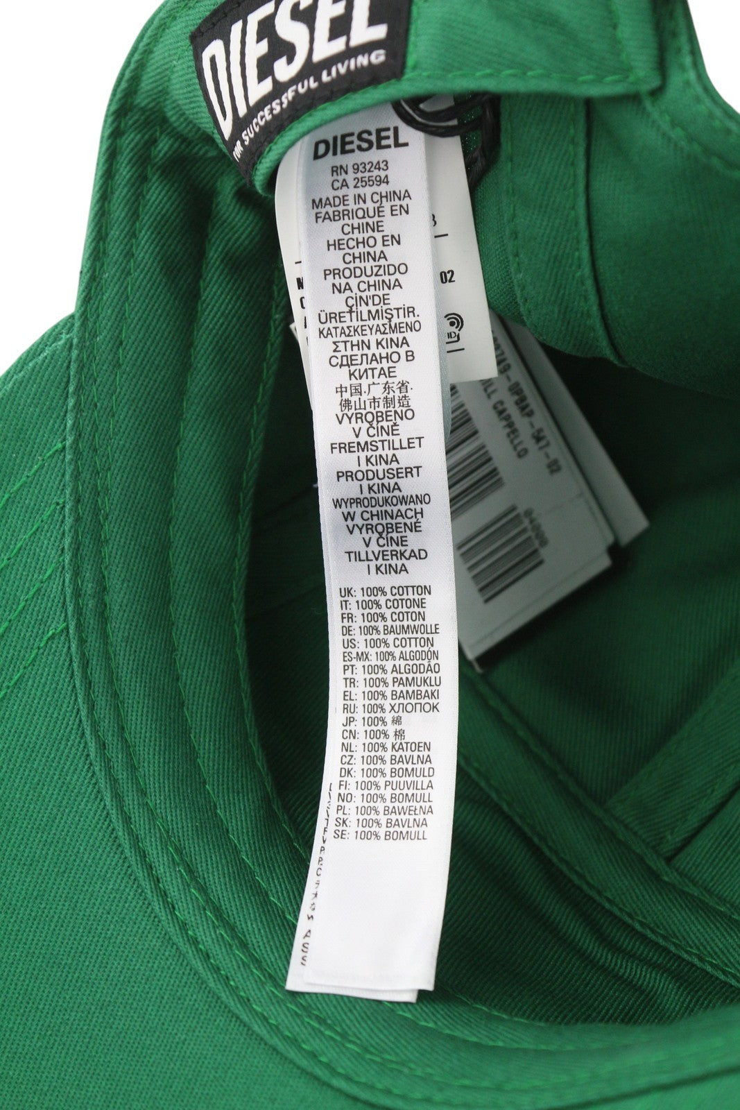 DIESEL C-Smill Men's Cap OS Green Baseball Patch Logo All Seasons Casual Unisex