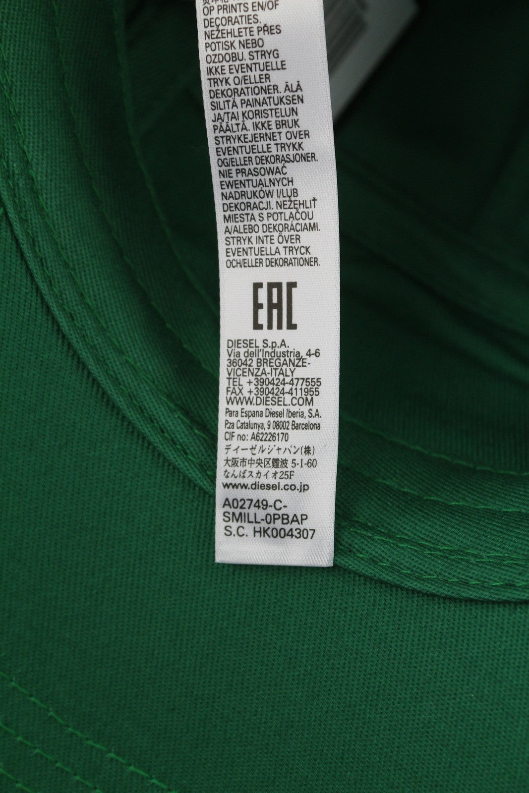 DIESEL C-Smill Men's Cap OS Green Baseball Patch Logo All Seasons Casual Unisex