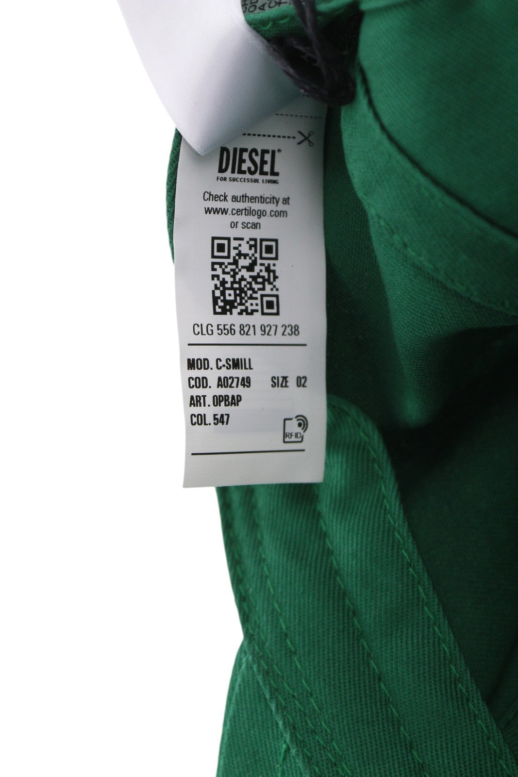 DIESEL C-Smill Men's Cap OS Green Baseball Patch Logo All Seasons Casual Unisex