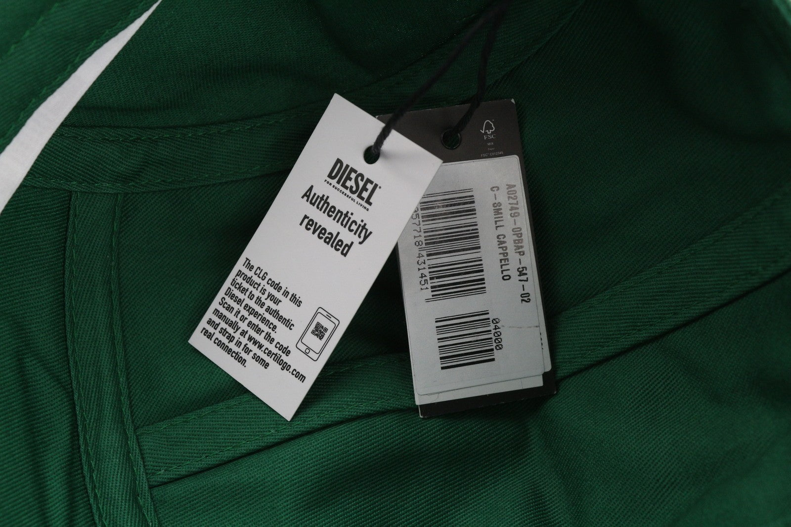 DIESEL C-Smill Men's Cap OS Green Baseball Patch Logo All Seasons Casual Unisex